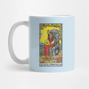 Queen of pentacles tarot card (distressed) Mug
